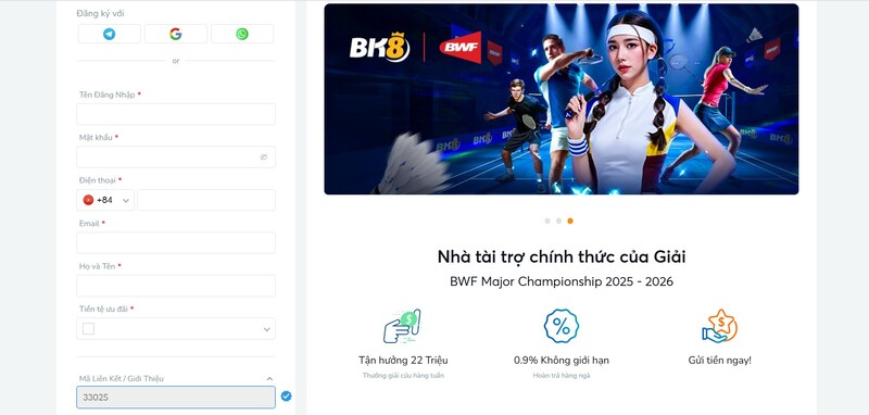 Các bước đăng ký BK8 cực dễ dàng trên PC