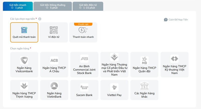 Nạp tiền BK8